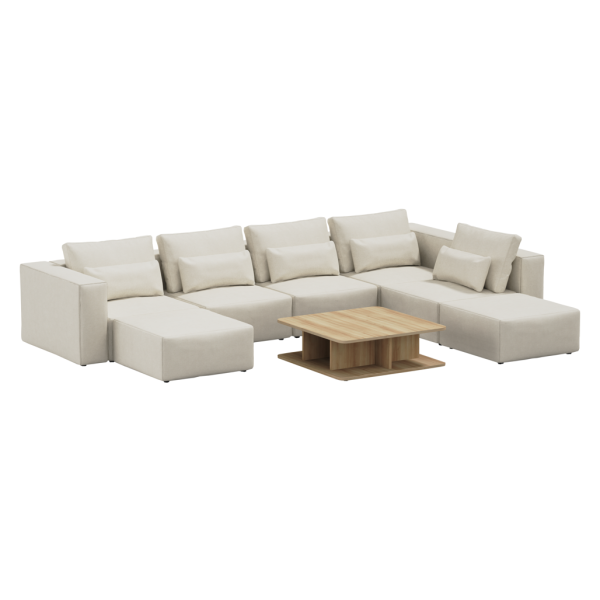 Divano angolare Best Rest con tavolino e pouf - Beige