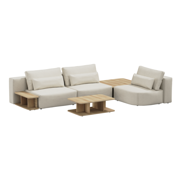 Divano tre posti Big Rest con set di tavolini - Beige