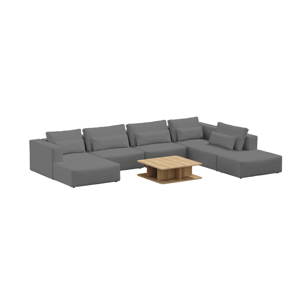 Divano angolare Big Rest con tavolino e pouf - Grigio