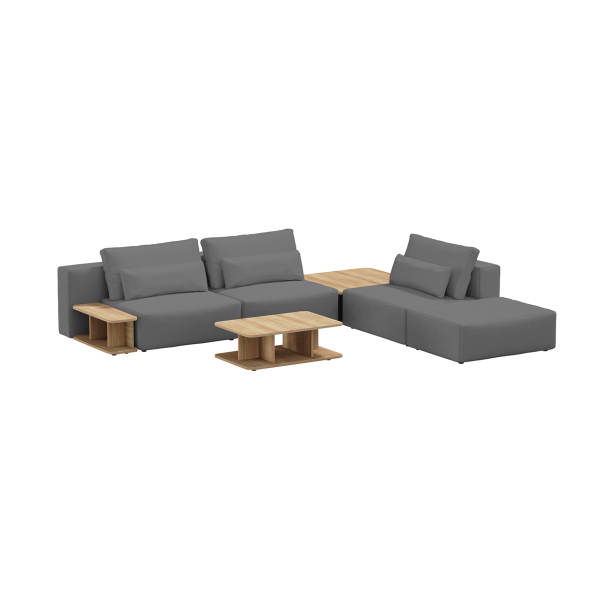 Divano tre posti Big Rest con set di tavolini e pouf - Grigio