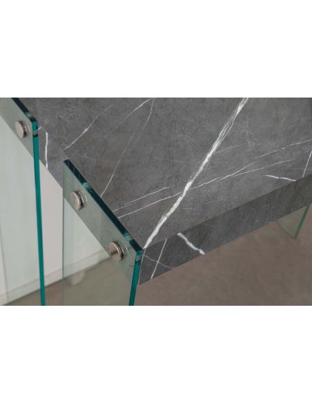 Tavolo consolle allungabile in vetro e legno Skim
