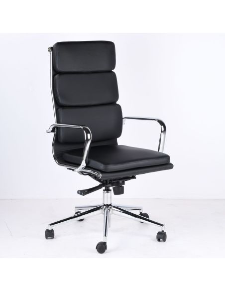 Poltrona ufficio in pelle sintetica nera WH3C