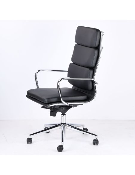 Poltrona ufficio in pelle sintetica nera WH3C