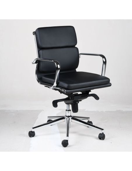 Poltrona ufficio schienale basso in pelle sintetica WH3C