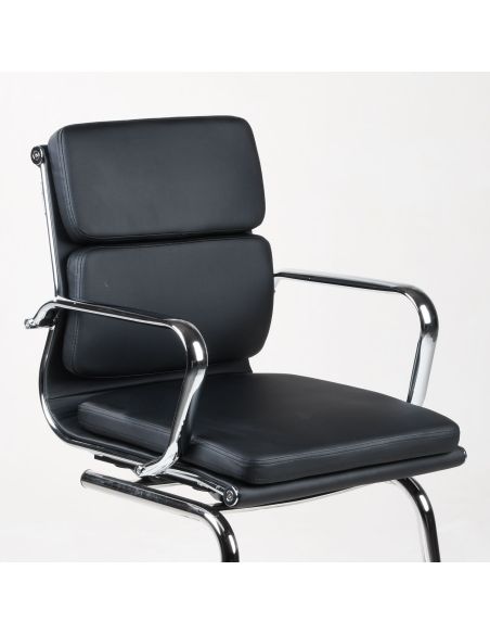 Sedia sala attesa in pelle sintetica nera WH3C