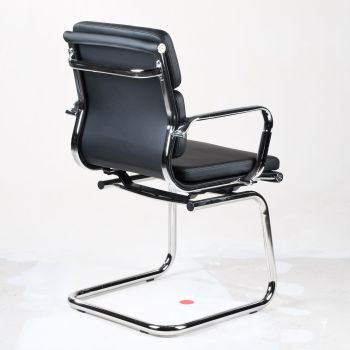 Sedia sala attesa in pelle sintetica nera WH3C 2