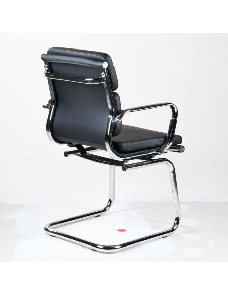 Sedia sala attesa in pelle sintetica nera WH3C