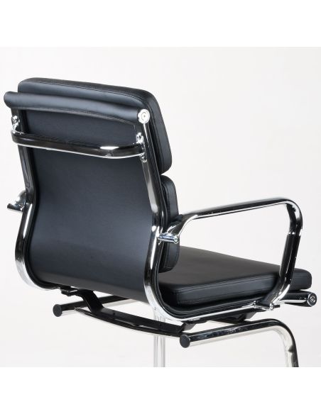 Sedia sala attesa in pelle sintetica nera WH3C