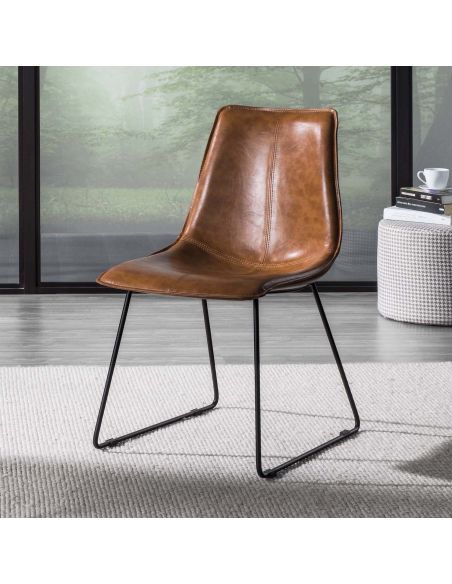 Coppia sedie per sala da pranzo in ecopelle Chicago