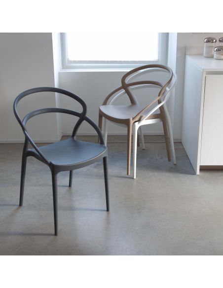 Sedie impilabili in polipropilene per cucina o soggiorno Teran