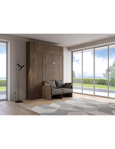 Letto a scomparsa con divano una piazza e mezza colonna e pensili Lexton