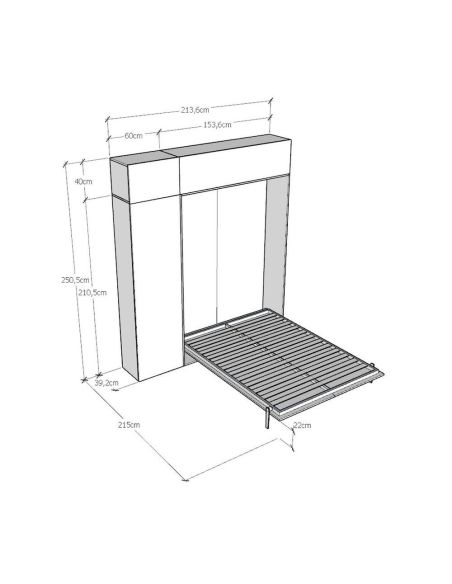 Letto a scomparsa alla francese con colonna e pensili Lexton Letto a scomparsa alla francese con colonna e pensili Lexton