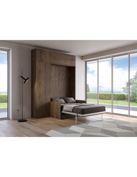 Letto a scomparsa con divano alla francese con colonna e pensili Lexton