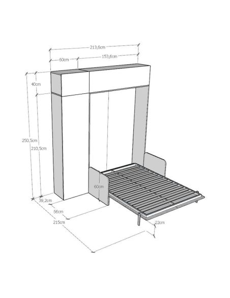 Letto a scomparsa con divano alla francese con colonna e pensili Lexton