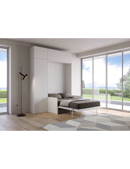 Letto a scomparsa con divano alla francese con colonna e pensili Lexton