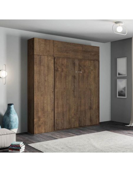 Letto matrimoniale a scomparsa con colonna e pensili Lexton