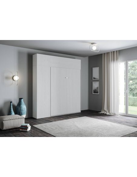 Letto matrimoniale a scomparsa con colonna e pensili Lexton