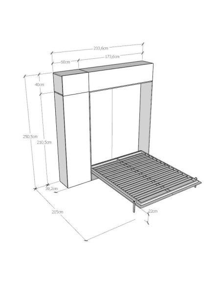 Letto matrimoniale a scomparsa con colonna e pensili Lexton