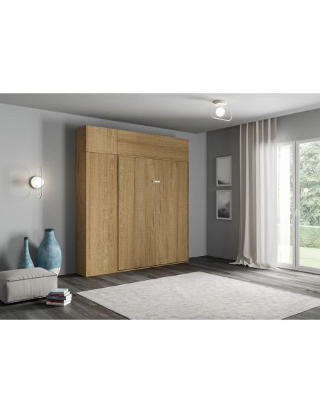 Letto matrimoniale a scomparsa con colonna e pensili Lexton