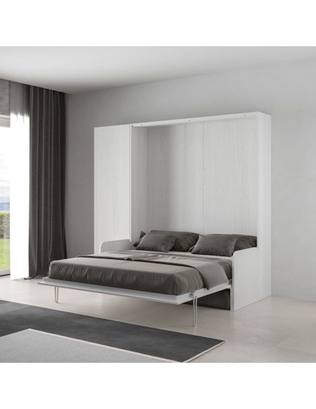 Letto matrimoniale a scomparsa con divano e colonna Lexton