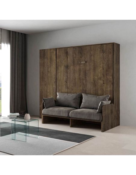 Letto matrimoniale a scomparsa con divano e colonna Lexton