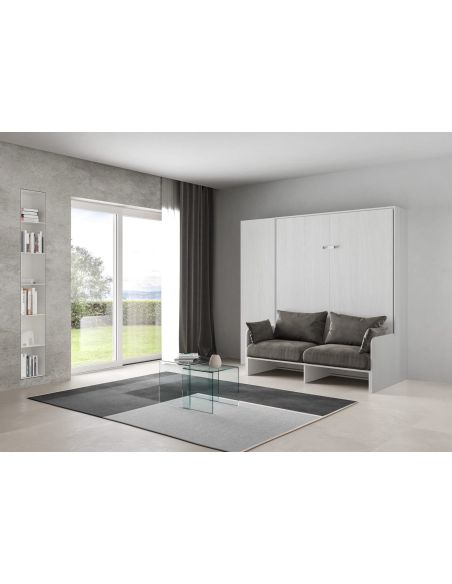 Letto matrimoniale a scomparsa con divano e colonna Lexton