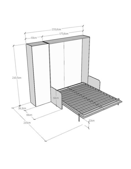 Letto matrimoniale a scomparsa con divano e colonna Lexton
