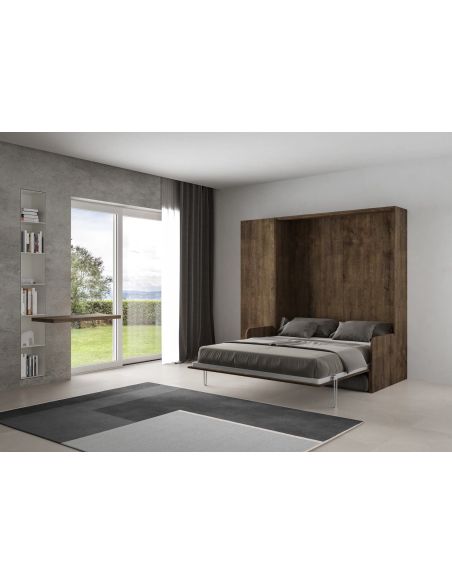 Letto matrimoniale a scomparsa con divano e colonna Lexton