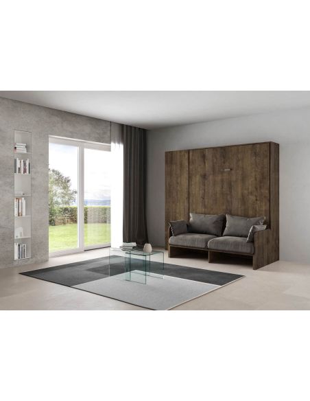 Letto matrimoniale a scomparsa con divano e colonna Lexton