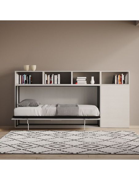 Letto singolo a scomparsa orizzontale con mobili Auda A