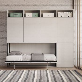 Letto singolo a scomparsa orizzontale con mobili Auda B 2