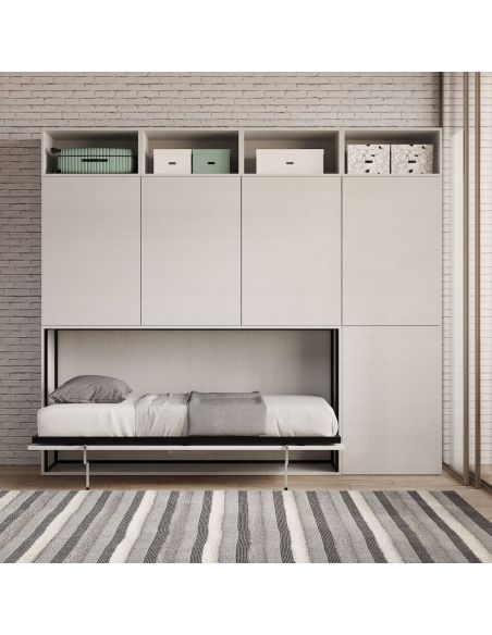 Letto singolo a scomparsa orizzontale con mobili Auda B