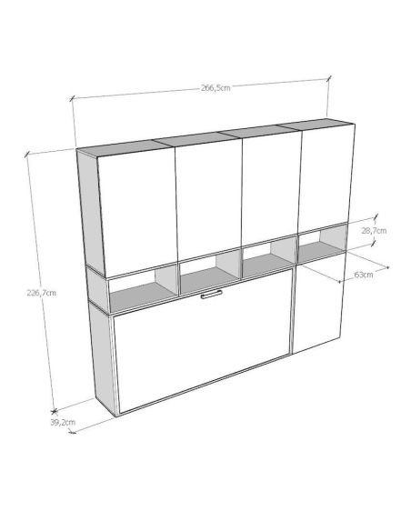 Letto singolo a scomparsa con mobili Auda C