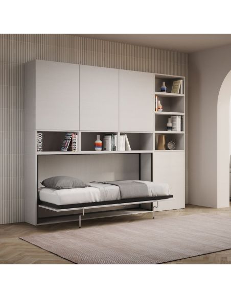 Letto singolo a scomparsa orizzontale con mobili Auda E