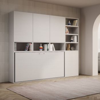 Letto singolo a scomparsa orizzontale con mobili Auda E 2