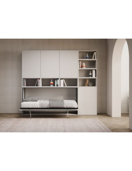 Letto singolo a scomparsa orizzontale con mobili Auda E