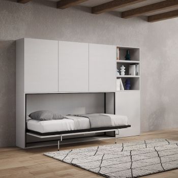 Letto singolo a scomparsa orizzontale con mobili Auda F