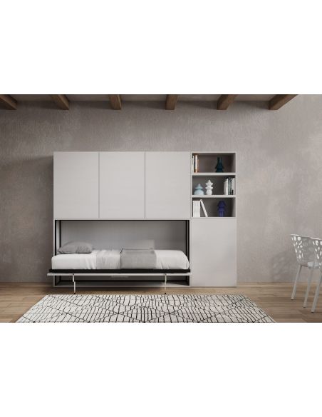 Letto singolo a scomparsa orizzontale con mobili Auda F