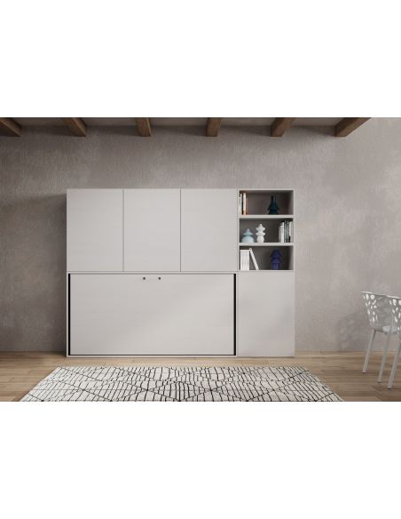 Letto singolo a scomparsa orizzontale con mobili Auda F