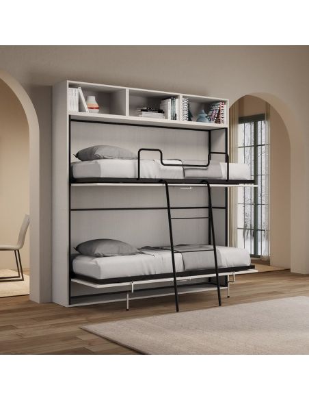 Letto a castello a scomparsa con pensili Auda L
