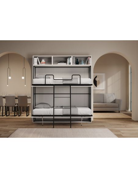 Letto a castello a scomparsa con pensili Auda L