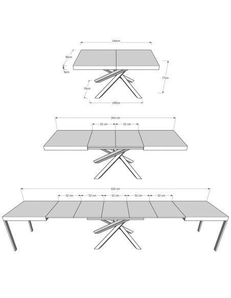 Tavolo da pranzo allungabile Aberdeen 90x160/420 cm Tavolo da pranzo allungabile Aberdeen 90x160/420 cm