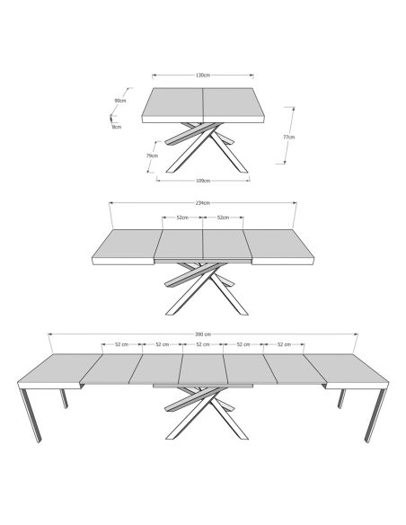 Tavolo da pranzo allungabile Volantis 4C 90x130/390 cm