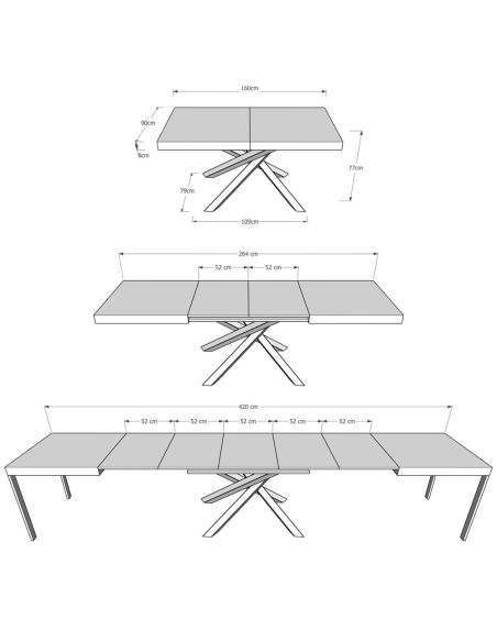 Tavolo da pranzo allungabile Aberdeen 4C 90x160/420 cm Tavolo da pranzo allungabile Aberdeen 4C 90x160/420 cm