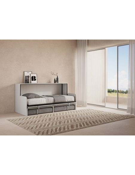 Letto singolo a scomparsa orizzontale con divano Auda