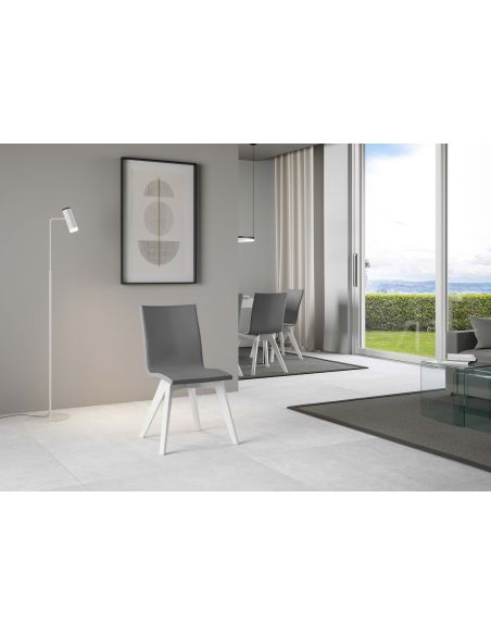 Sedia da cucina imbottita con gambe in legno Linette