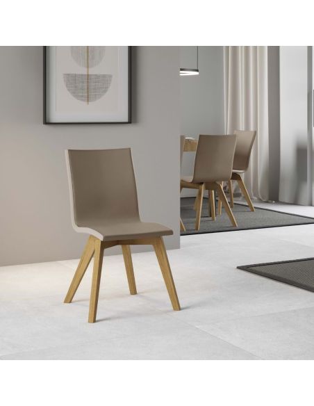 Sedia da cucina imbottita con gambe in legno Linette