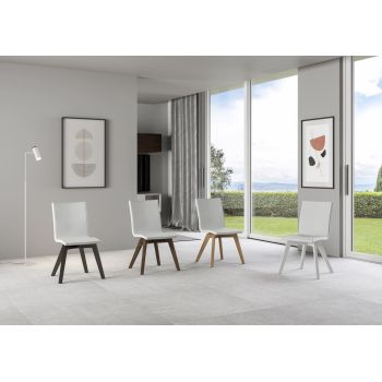 Sedia da cucina imbottita con gambe in legno Linette 2
