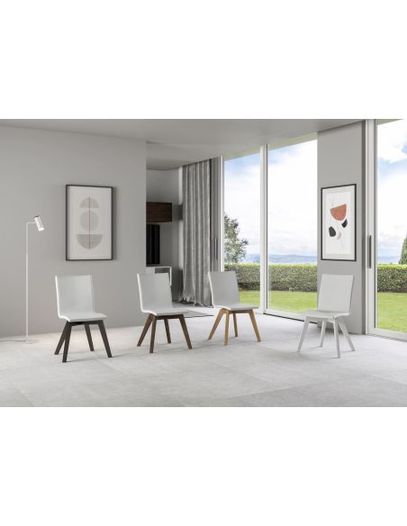 Sedia da cucina imbottita con gambe in legno Linette