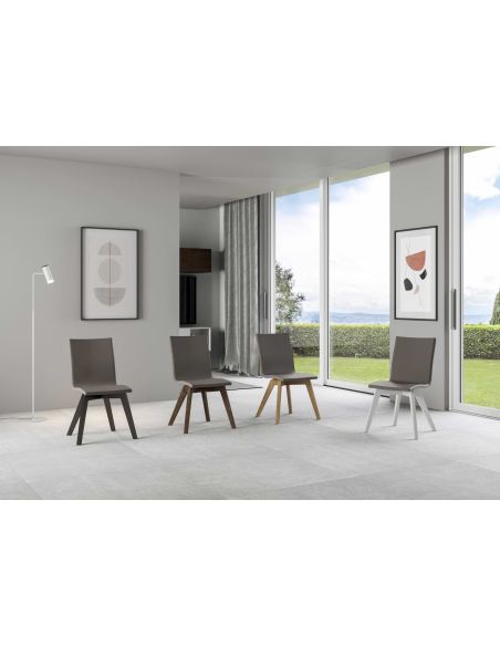 Sedia da cucina imbottita con gambe in legno Linette